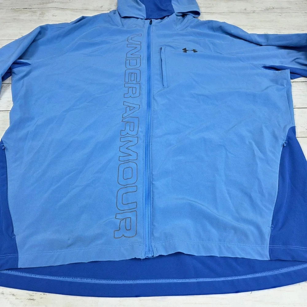 Under Armour ColdGear Run Windbreaker Hoodie Jacket Mens XXL Blue 1350173
